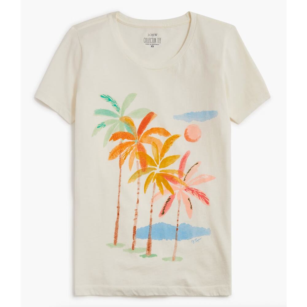 J. Crew Collector Palms Graphic Cotton Tee BY964 Size M - Picture 3 of 12